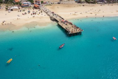 Aerial view of Santa Maria beach in Sal Island Cape Verde - Cabo clipart