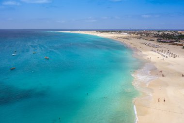 Santa Maria Beach içinde Sal Adası Cape Verde - Cabo havadan görünümü