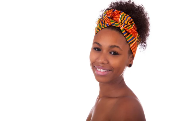 Junge schöne afrikanische Frau, isoliert über weißem Hintergrund — Stockfoto