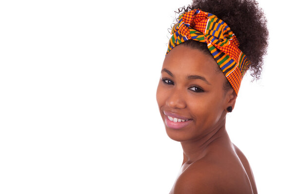 Young beautiful african woman, Isolated over white background