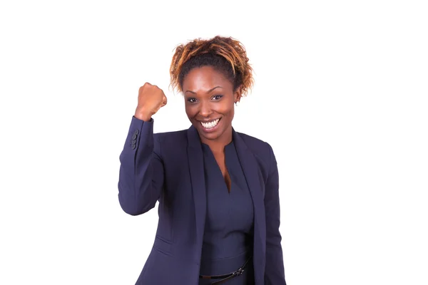 Afryki amerykański biznes kobieta z zaciśniętej pięści — Zdjęcie stockowe