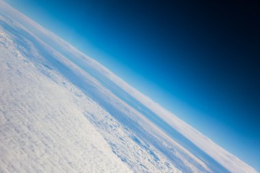 Gezegen Earth mavi gezegen uzayda görünümü yakın