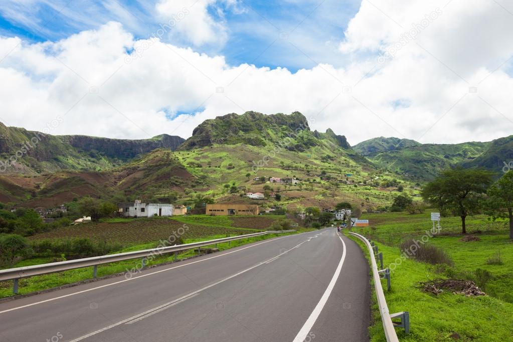 Road across the  mountainous landscapes of   Santiago Island Cap