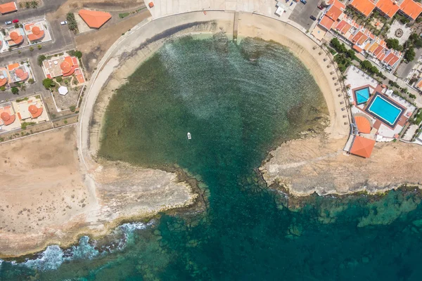 Luchtfoto van Murdeira stad resort bay in eiland Sal - Cape Ve — Stockfoto