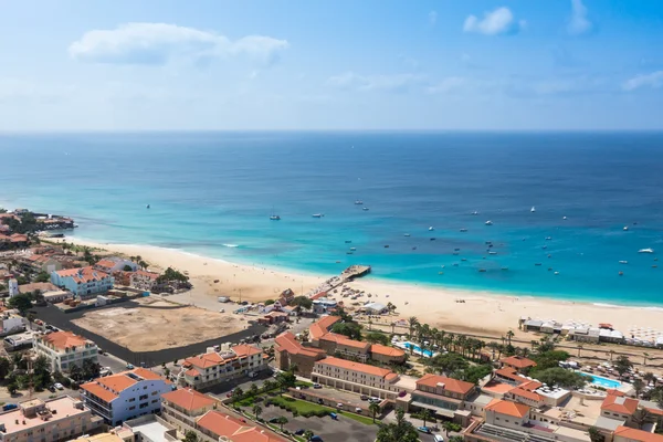 Vista aérea de la playa de Santa Maria en la Isla Sal Cabo Verde - Cabo — Foto de Stock