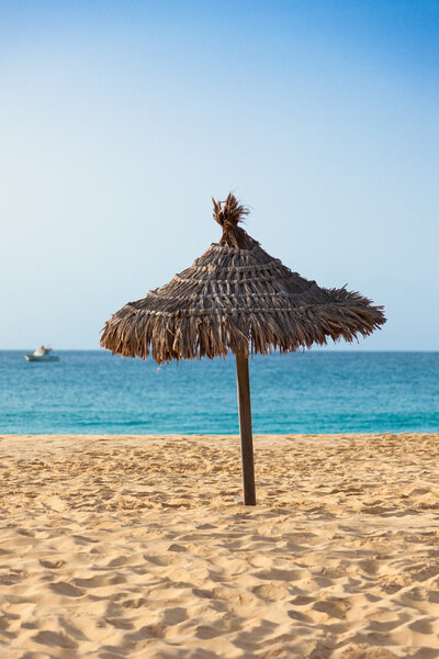 Parasols at Santa Maria beach in Sal Island - Cape Verde - Cabo 