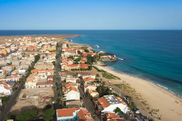 Vista aérea da praia de Santa Maria em Sal Island Cabo Verde - Cabo — Fotografia de Stock