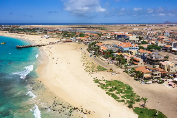 Santa Maria Beach içinde Sal Adası Cape Verde - Cabo havadan görünümü — Stok fotoğraf