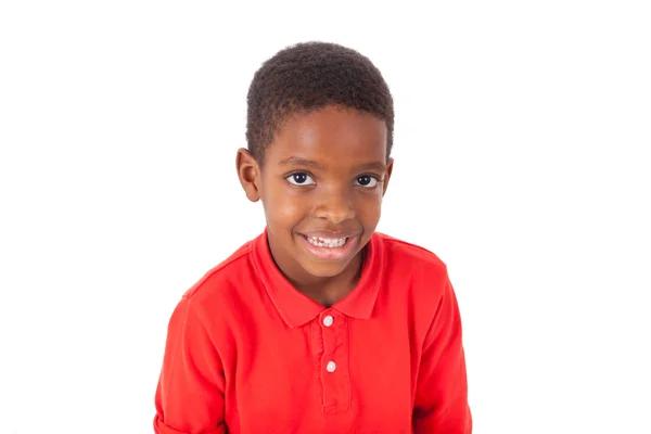 Portrait of a cute african american little boy smiling, isolated — Stock Photo, Image