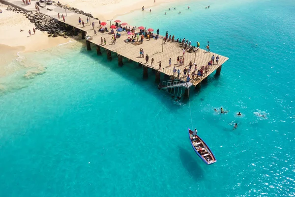 Vista aérea da praia de Santa Maria em Sal Island Cabo Verde - Cabo — Fotografia de Stock