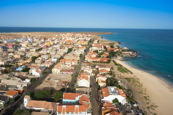 Vista aérea da praia de Santa Maria em Sal Island Cabo Verde - Cabo — Fotografia de Stock