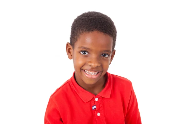 Portrait of a cute african american little boy smiling, isolated — Stock Photo, Image