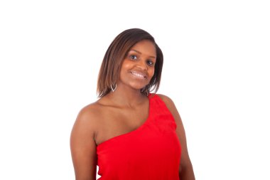 Mutlu genç Afrikalı Amerikalı beyaz arka plan üzerinde - Blac izole