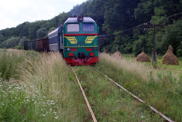 Een trein is op een onregelmatige route — Stockfoto