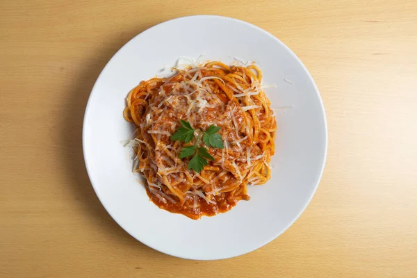 Spaghetti Alla Carbonara Ready Eat Traditional Italian Pasta Dish Delicious — Stock Photo, Image