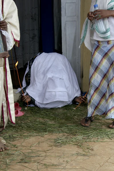 Celebration in orthodox ethiopian christian church. — Stock Photo, Image