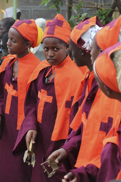 Celebration in orthodox ethiopean christian church. — Stock Photo, Image