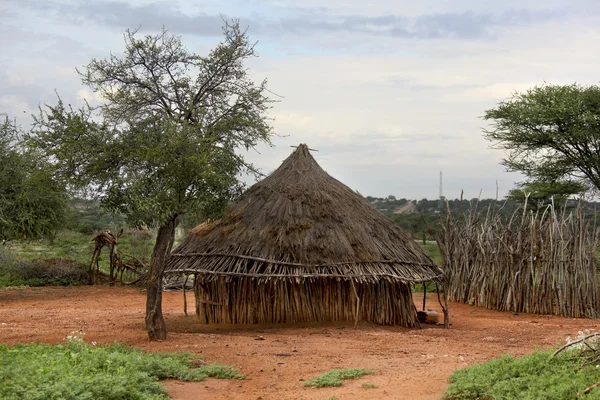 Case de oameni dintr-un trib Hamer — Fotografie, imagine de stoc