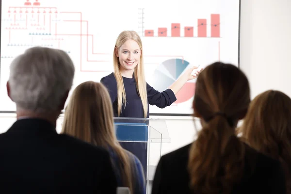 Businesswoman presenting her idea to her colleagues — Stock Photo, Image