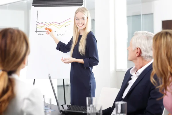 Mujer durante la reunión de negocios — Foto de Stock