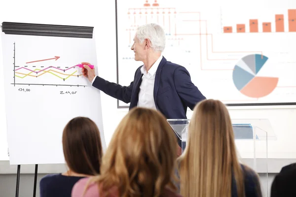 Senior businessman giving a presentation — Stock Photo, Image