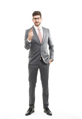 genç işadamı işaret parmağı