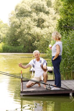 Funny senior people  fishing