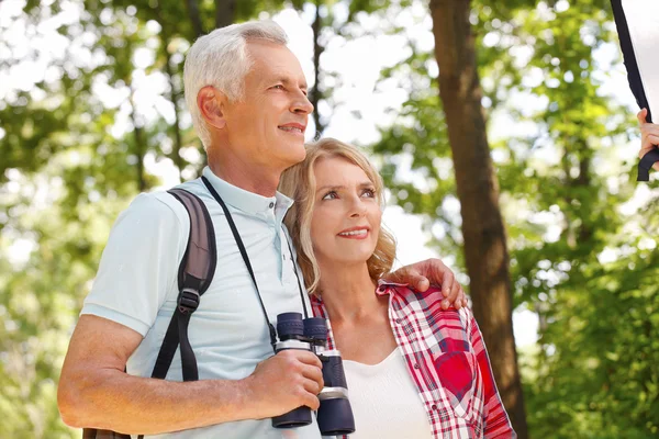Senioren genießen gemeinsamen Spaziergang. — Stockfoto