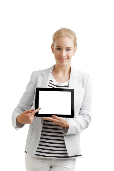 Empresária com tablet digital — Fotografia de Stock