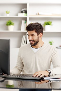 Young businessman checking emails