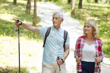 Couple enjoying a nordic walk