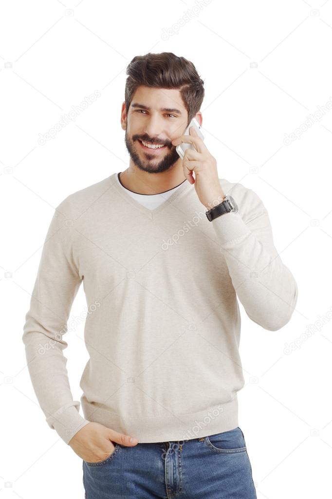 Sales man making call on mobile phone