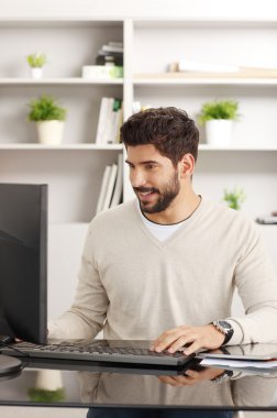 Financial assistant working on his computer