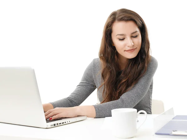 Working businesswoman on laptop — 图库照片