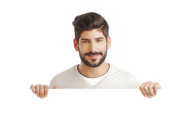 Young businessman with blank signboard — Stock Fotó