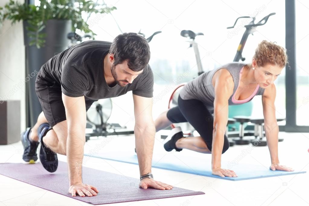Man and woman training together