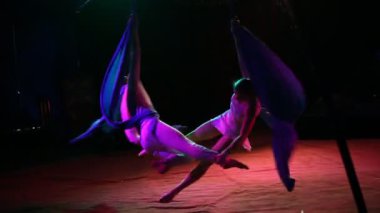 Glybokaya, Ukrayna-Mart 27, 2016. Sirk akrobasi gösterisi