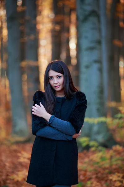 Meisje in de herfst bos — Stockfoto