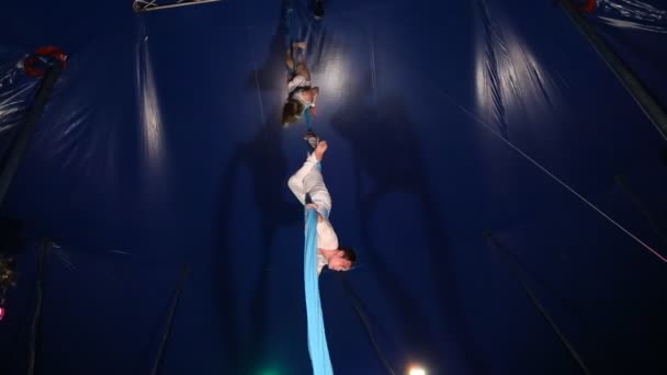 Glybokaya, Ukraine-March 27, 2016. Circus acrobats show — Stock Video