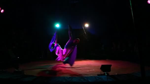 Glybokaya, Ukraine-March 27, 2016. Circus acrobats show — Stock Video