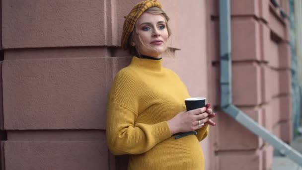 Έγκυος γυναίκα που πίνει τσάι — Αρχείο Βίντεο