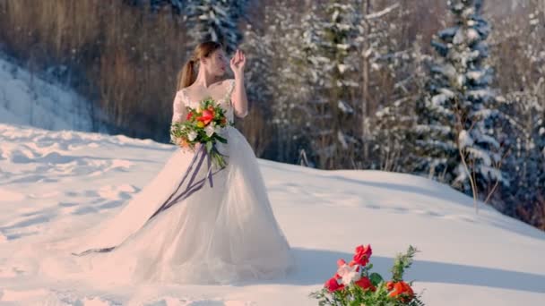 nevěsta s kyticí v zimě