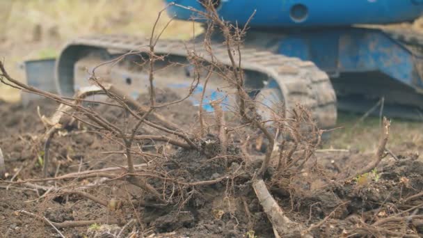 Excavadora que trabaja en el campo — Vídeos de Stock