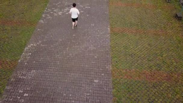 Un hombre corriendo una vista desde una altura — Vídeo de stock