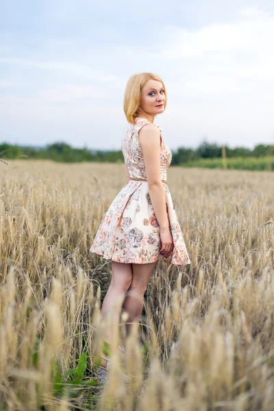 Dziewczyna na polu pszenicy — Zdjęcie stockowe