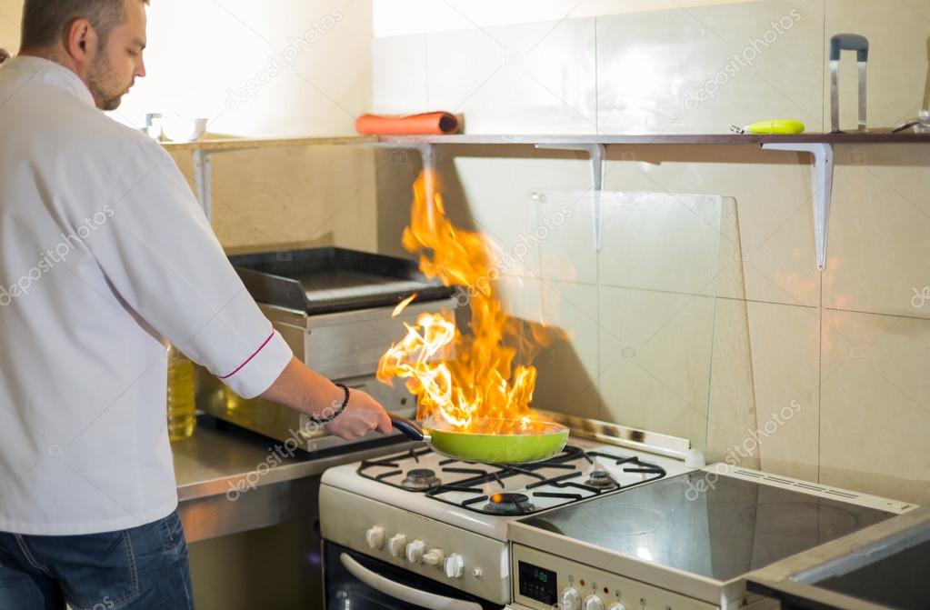 fire in a frying pan