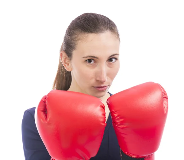 Ragazza con i guanti da boxe — Foto Stock