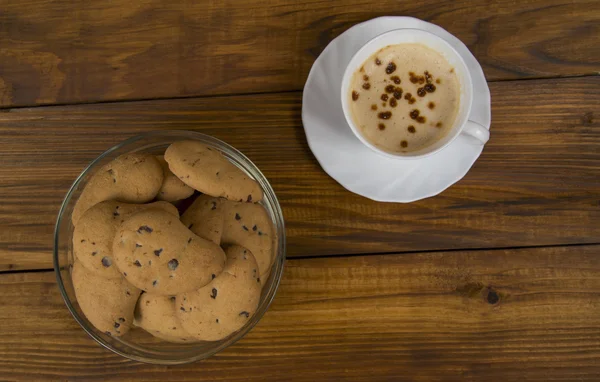 Notebook coffee and cookies — Stock Photo, Image