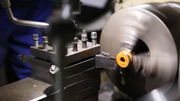 Working lathe operator controlled — Stock Video