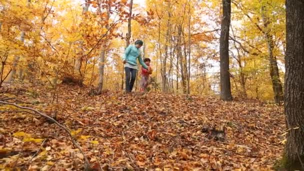 Madre camina con el niño — Vídeo de stock